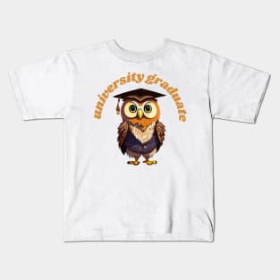 University graduate cartoon owl Kids T-Shirt